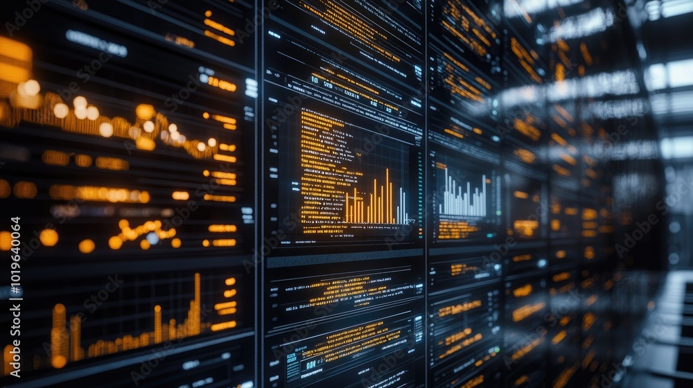 Poster digital data display in modern technology environment