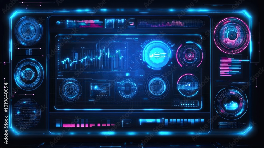 Poster futuristic data visualization interface design