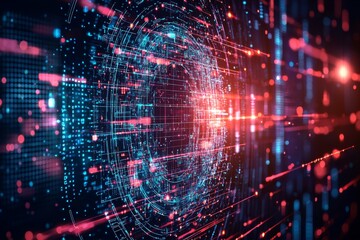 Fototapeta premium Digital Technology background of data and network created with Generative AI
