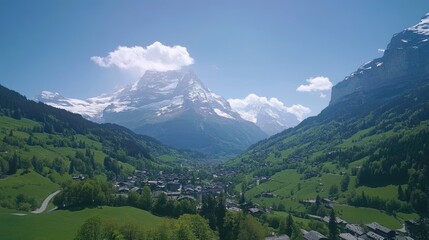 Obraz premium Majestic Swiss Mountains Against Blue Sky