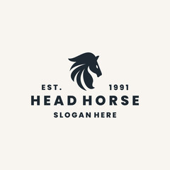 Head horse logo vector hipster vintage icon illustration