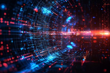 Obraz premium Digital Technology background of data and network created with Generative AI