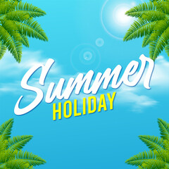 Obraz premium summer with realistic sky background