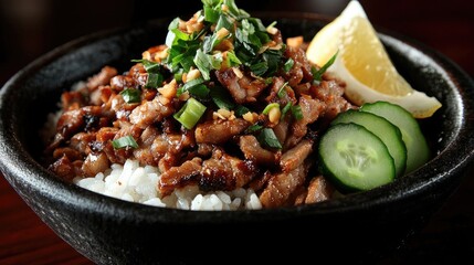 Delicious Asian Rice Bowl with Fresh Ingredients