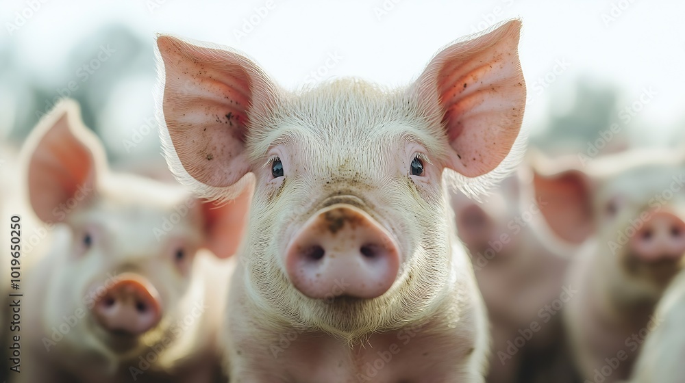 Wall mural pigs crowded together on a noth carolina hog farm relating to large scale hog farming problems and c