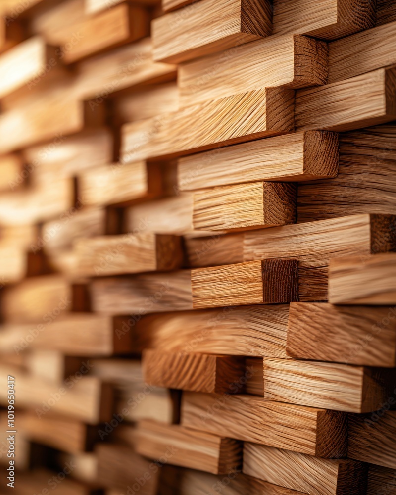 Poster wooden blocks arranged in a textured pattern, showcasing natural grain and color variations.
