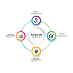 Vector circle infographic template with 4 steps for diagram, graph, web design, presentation and round chart