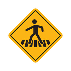 yellow sign people cross street