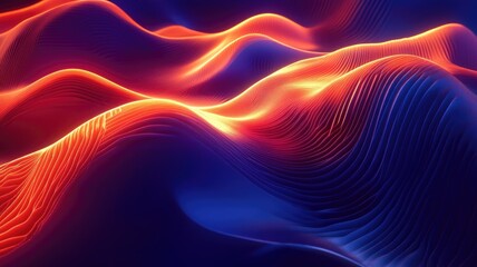 Obraz premium Abstract Wavy Landscape with Orange and Blue Gradient