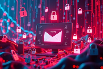Cybersecurity Phishing Attack Threatening Digital Locks