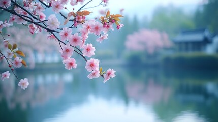 Fototapeta premium Nature tourism in the spring during Low season a break from the work that is full of brain Relax it out In order to fully return to the beginning : Generative AI