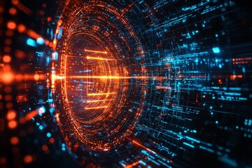 Obraz premium Digital Technology background of data and network created with Generative AI