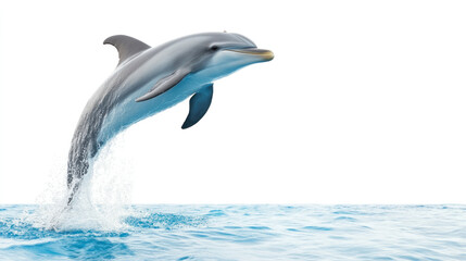 Fototapeta premium Dolphin jumping out of water, showcasing its grace and agility
