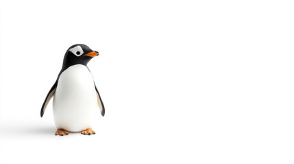 Fototapeta premium penguin waddling gracefully on pure white surface, showcasing its charm
