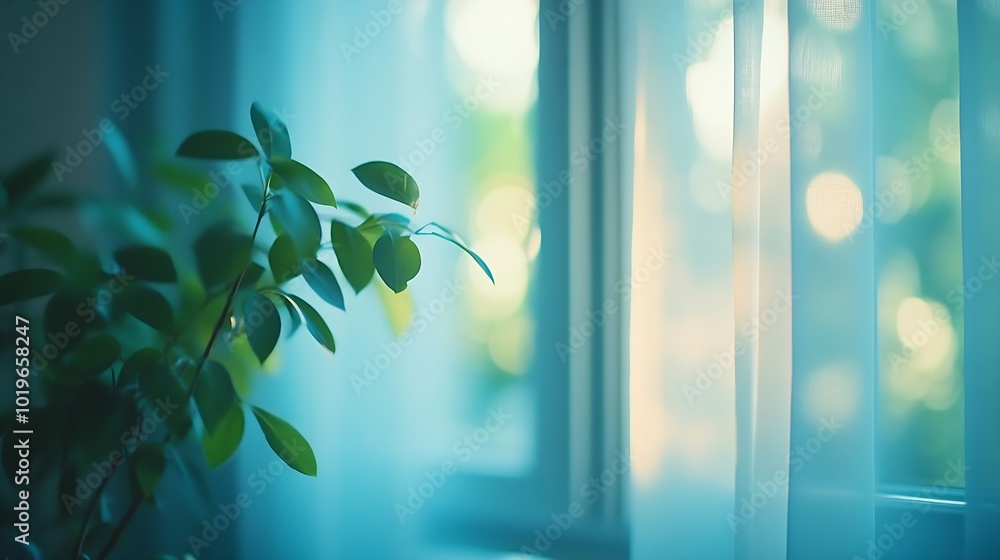 Aufkleber defocus blurred abstract background of scandinavian interior : generative ai