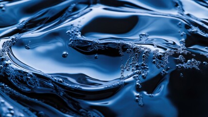 Close-up of Blue Liquid with Bubbles