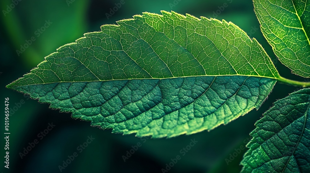 Poster close up leaf macro photography : generative ai