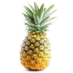 Fototapeta premium Fresh pineapple with vibrant green leaves and textured yellow exterior