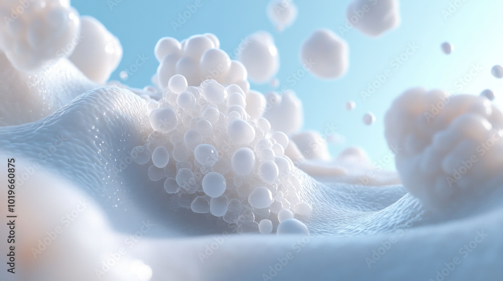 Aufkleber Microbial life in clusters creates fascinating 3D organic design, showcasing intricate structures and textures. soft, flowing forms evoke sense of wonder and exploration