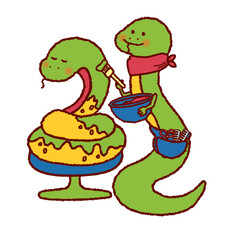 Obraz premium へびの美容師のイラスト