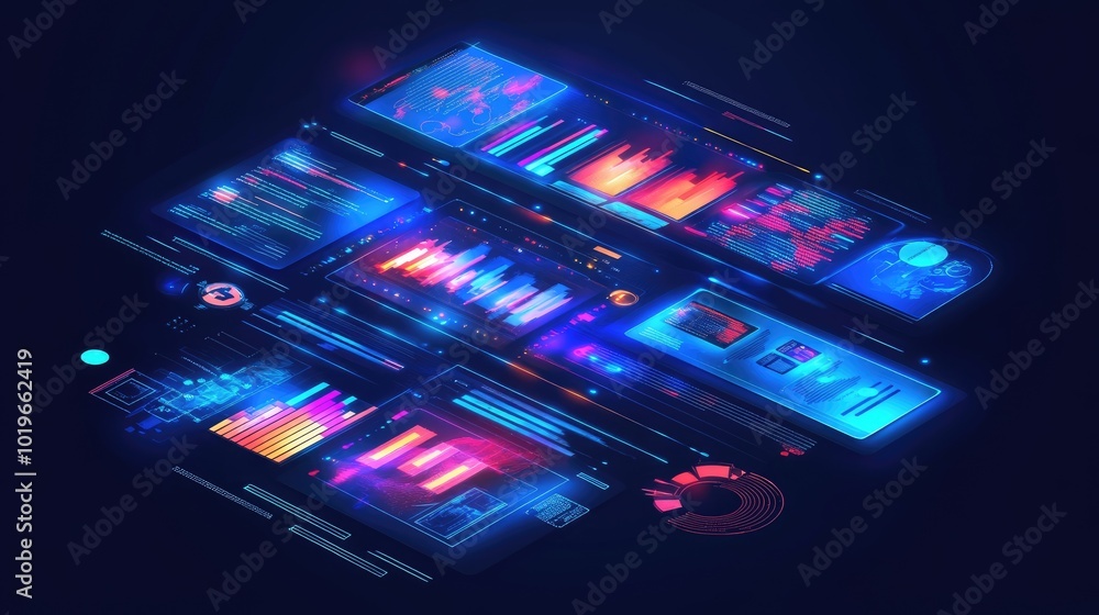 Poster abstract digital data visualization design
