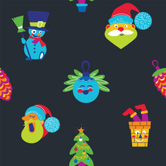 Dark Christmas Icon Pattern vector