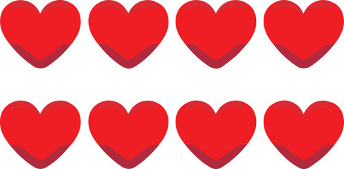 Set of red hearts vector stylized isolated on a white background 