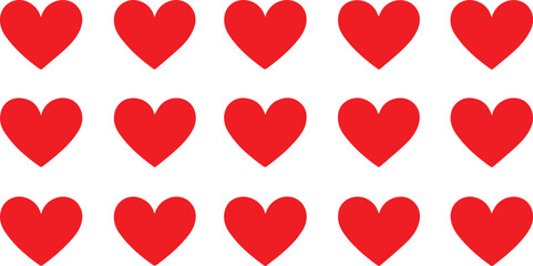 Set of red hearts vector stylized isolated on a white background 