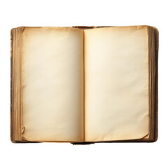 A  blank book lies open, inviting creativity and inspiration, resting on a pure white background.