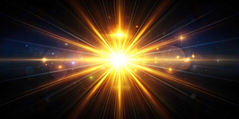 A radiant celestial explosion with streaks of golden light shining outwards against a dark space background