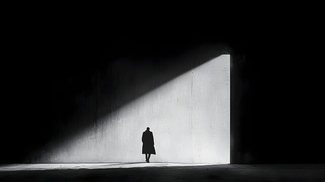Shadowy figure sneaking through a dark and ominous urban alley illustrating the themes of stealth suspense and the mystery associated with criminal activities or espionage