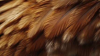 Close-up of Brown Bird Feathers with Diagonal Pattern