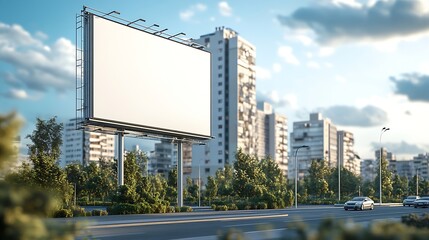 Obraz premium Apartment building mockup space and advertising billboard commercial housing and real estate in city Empty poster for property marketing branding and communication with announcement in : Generative AI