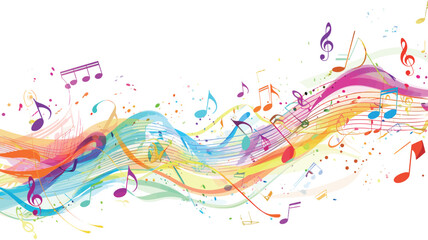 Fototapeta premium Colorful musical background with notes. Vector illustration for your design.