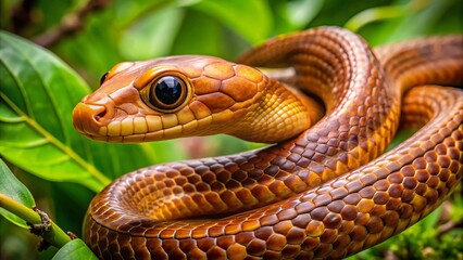 Obraz premium Brown Tree Snake: The Intriguing Boiga irregularis in Its Natural Habitat