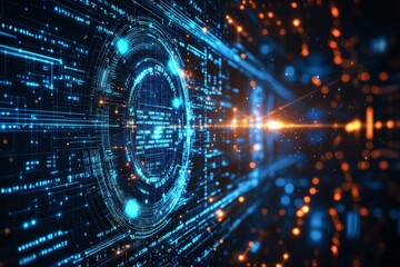 Obraz premium Digital Technology background of data and network created with Generative AI