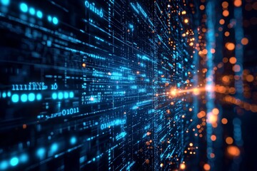 Fototapeta premium Digital Technology background of data and network created with Generative AI