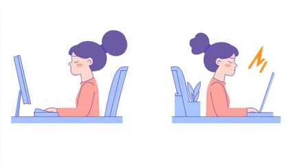 cartoon-style portrayal of poor ergonomics