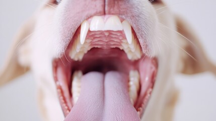 Obraz premium macro shot of canine mouth, visible teeth and