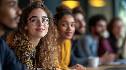 Group business people and discussion for training in office meeting coaching or editor learning about us in startup Internship creative or diverse team in conversation strategy or writ : Generative AI