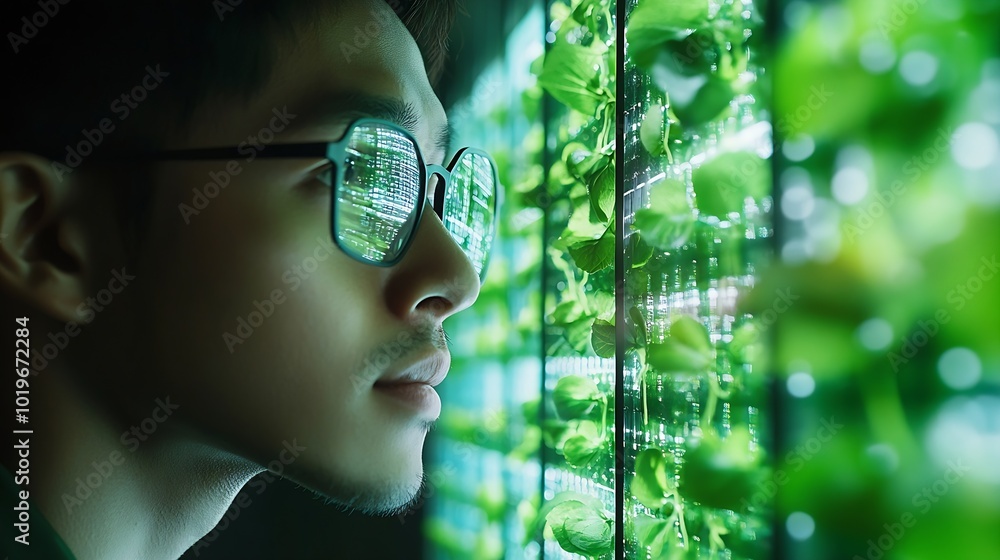 Aufkleber engineering man use ai artificial intelligence to analyze data clean energy technology and renewable