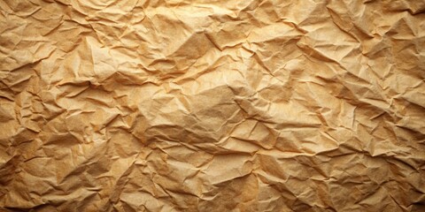 Obraz premium Close-up Texture of a Crinkled Brown Paper Surface, Exhibiting a Rough and Irregular Pattern of Creases and Folds