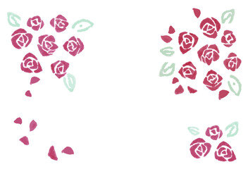 水彩風　バラのメッセージカード