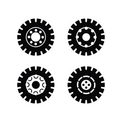 Set of rubber wheel tires and wheels icon vector template