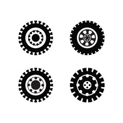 Set of rubber wheel tires and wheels icon vector template