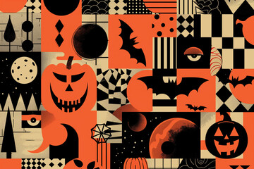  Colorful halloween abstract modern geometric pattern design for seasonal decor