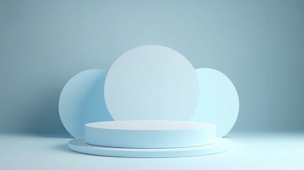 Blue Circular Pedestal with Background Circles