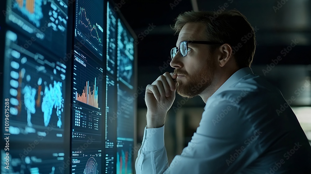 Poster Data analytics and insights powered by big data and artificial intelligence technologies Data scientist working with complex information analysed by AI for business analytics dashboard : Generative AI