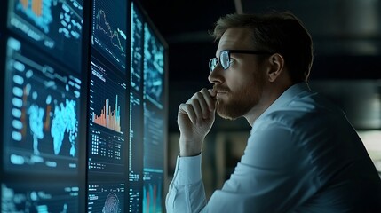Data analytics and insights powered by big data and artificial intelligence technologies Data scientist working with complex information analysed by AI for business analytics dashboard : Generative AI