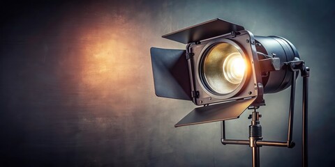 A powerful spotlight illuminating a dark backdrop with a soft glow creating a dramatic effect